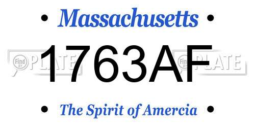 1763AF Massachusetts License Plate
