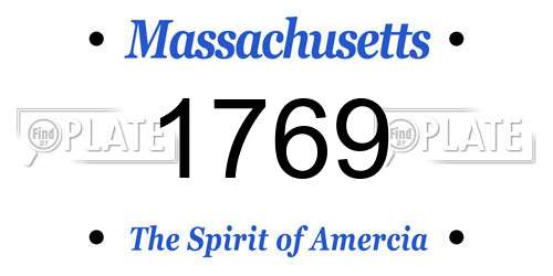1769 Massachusetts License Plate