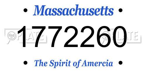 1772260 Massachusetts License Plate