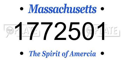 1772501 Massachusetts License Plate