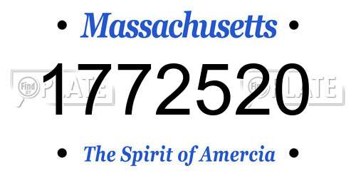 1772520 Massachusetts License Plate