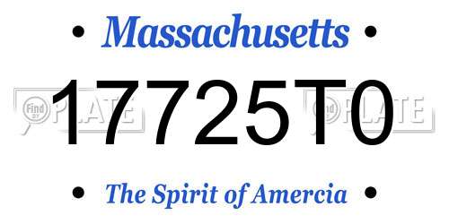 17725T0 Massachusetts License Plate