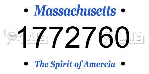 1772760 Massachusetts License Plate