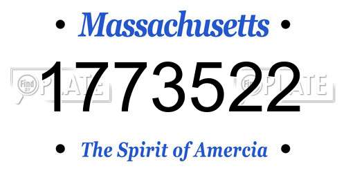 1773522 Massachusetts License Plate