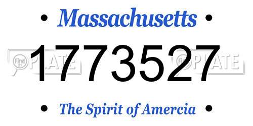 1773527 Massachusetts License Plate