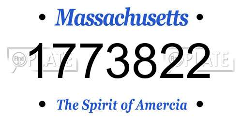 1773822 Massachusetts License Plate