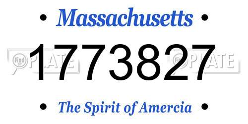 1773827 Massachusetts License Plate