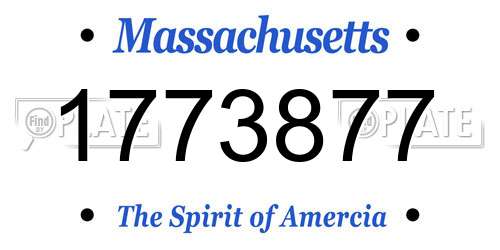 1773877 Massachusetts License Plate