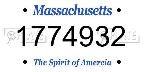 1774932 Massachusetts License Plate