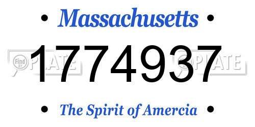 1774937 Massachusetts License Plate