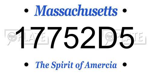 17752D5 Massachusetts License Plate
