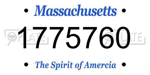 1775760 Massachusetts License Plate