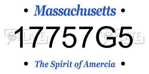 17757G5 Massachusetts License Plate