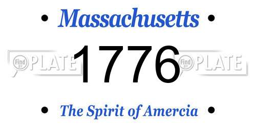 1776 Massachusetts License Plate