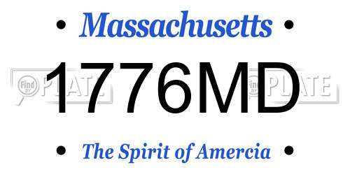 1776MD Massachusetts License Plate