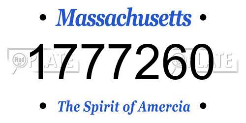 1777260 Massachusetts License Plate
