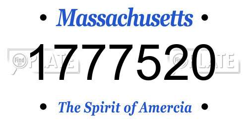 1777520 Massachusetts License Plate