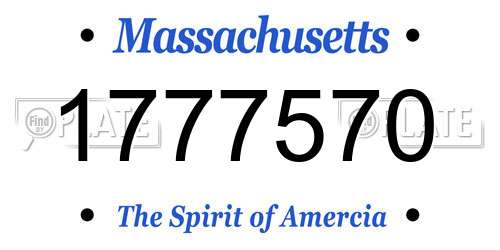 1777570 Massachusetts License Plate