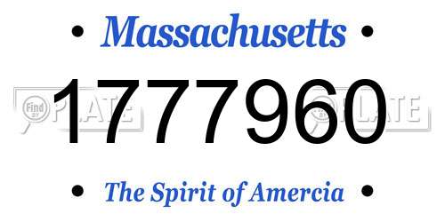 1777960 Massachusetts License Plate