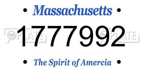 1777992 Massachusetts License Plate