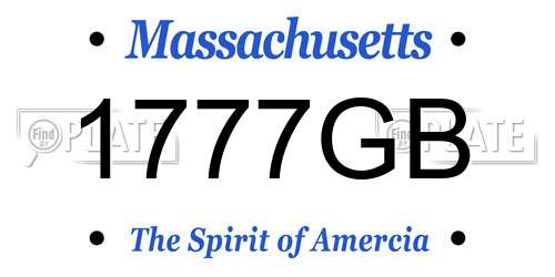 1777GB Massachusetts License Plate