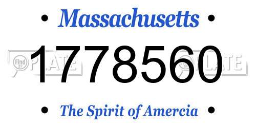 1778560 Massachusetts License Plate