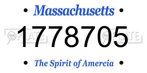 1778705 Massachusetts License Plate