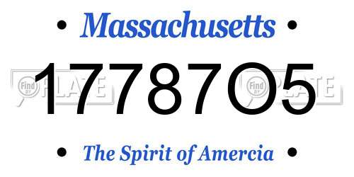 17787O5 Massachusetts License Plate