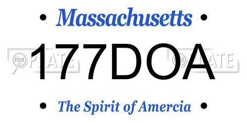 177DOA Massachusetts License Plate