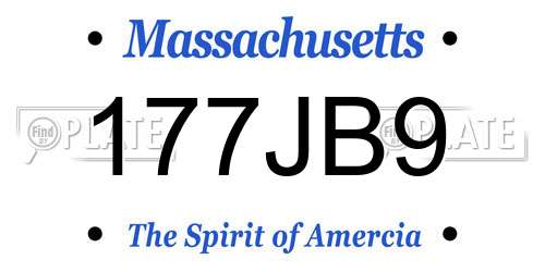 177JB9 Massachusetts License Plate