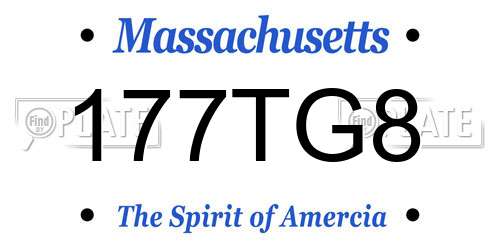 177TG8 Massachusetts License Plate
