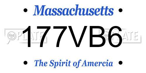 177VB6 Massachusetts License Plate
