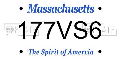 177VS6 Massachusetts License Plate
