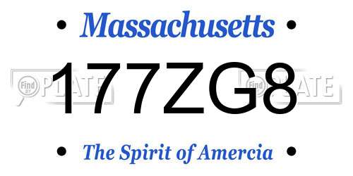 177ZG8 Massachusetts License Plate