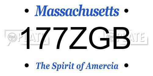 177ZGB Massachusetts License Plate