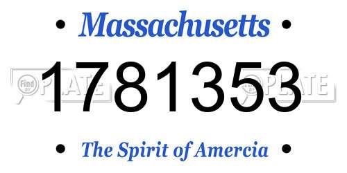 1781353 Massachusetts License Plate