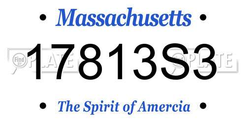 17813S3 Massachusetts License Plate