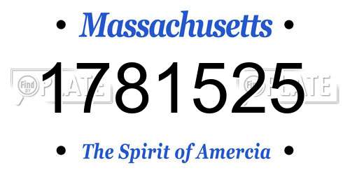 1781525 Massachusetts License Plate