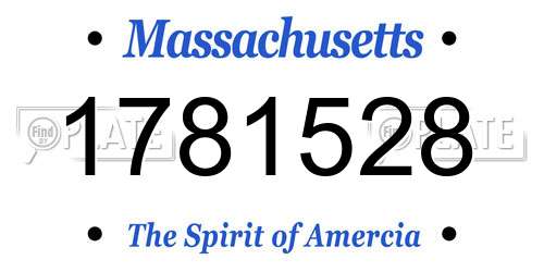 1781528 Massachusetts License Plate