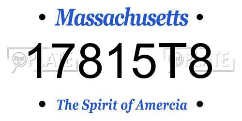 17815T8 Massachusetts License Plate