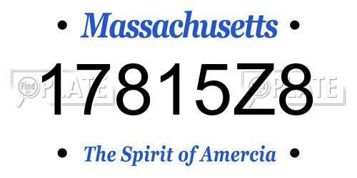 17815Z8 Massachusetts License Plate