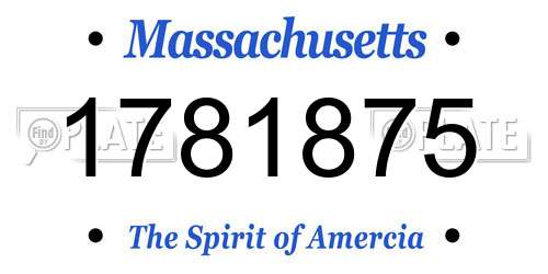 1781875 Massachusetts License Plate