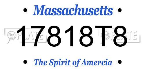 17818T8 Massachusetts License Plate