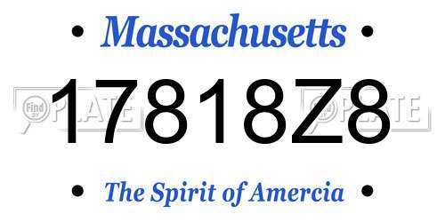 17818Z8 Massachusetts License Plate
