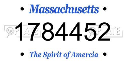 1784452 Massachusetts License Plate