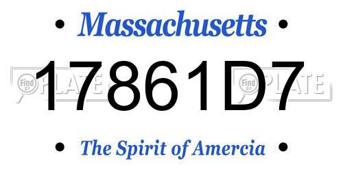 17861D7 Massachusetts License Plate
