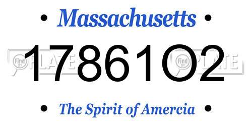 17861O2 Massachusetts License Plate
