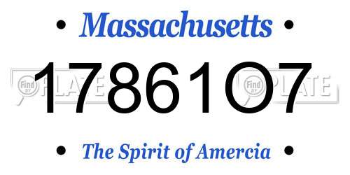 17861O7 Massachusetts License Plate