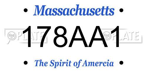 178AA1 Massachusetts License Plate