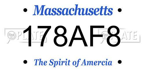 178AF8 Massachusetts License Plate